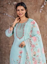 Sky Blue Colour Lilan Cotton Office Wear Salwar Suit
